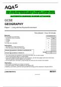   AQA GCSE GEOGRAPHY 8035/1 PAPER 1 LIVING WITH THE PHYSICAL ENVIROMENT EXAM QUESTION PAPER   (AUTHENTIC MARKING SCHEME ATTACHED)