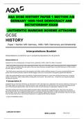 AQA GCSE HISTORY PAPER 1 SECTION A/B GERMANY 1890-1945 DEMOCRACY AND DICTATORSHIP EXAM  (AUTHENTIC MARKING SCHEME ATTACHED) 