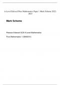 A-Level Edexcel Pure Mathematics Paper 1 Mark Scheme 2022- 2023