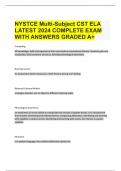 NYSTCE Multi-Subject CST ELA LATEST 2024 COMPLETE EXAM  WITH ANSWERS GRADED A+