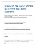 LSUS MHA 710 Exam 4 SAMPLE  QUESTIONS 2024 100%  ACCURATE