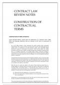 CONTRACT LAW CONSTRUCTION OF CONTRACTUAL TERMS REVIEW NOTES