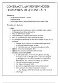 CONTRACT LAW FORMATION OF A CONTRACT REVIEW NOTES