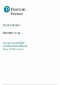 A - Level Edexcel Mathematics Mechanics 2024 Mark scheme