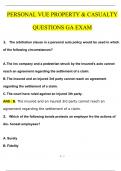 PERSONAL VUE PROPERTY & CASUALTY GA EXAM 2025 Questions with 100% Correct Answers | Updated & Verified