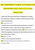 WGU C211 PRE-ASSESSMENT GLOBAL ECONOMICS FOR MANAGERS (UZC2) Questions with 100% Correct Answers | Updated & Verified