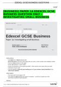 MAY 2020 - 2024 [BUSINESS] PAPER 1A EDEXCEL GCSE BUSINESS QUESTION ONLY – INVESTIGATING SMALL BUSINESS