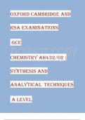 Oxford Cambridge and RSA Examinations   GCE   Chemistry AH432/02 :  Synthesis and analytical  techniques  A Level