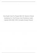 Oral Health Care For People With HIV Infection Clinical Guidelines For The Primary Care Practitioner Latest Update 2024-2025 100% Complete Already Passed