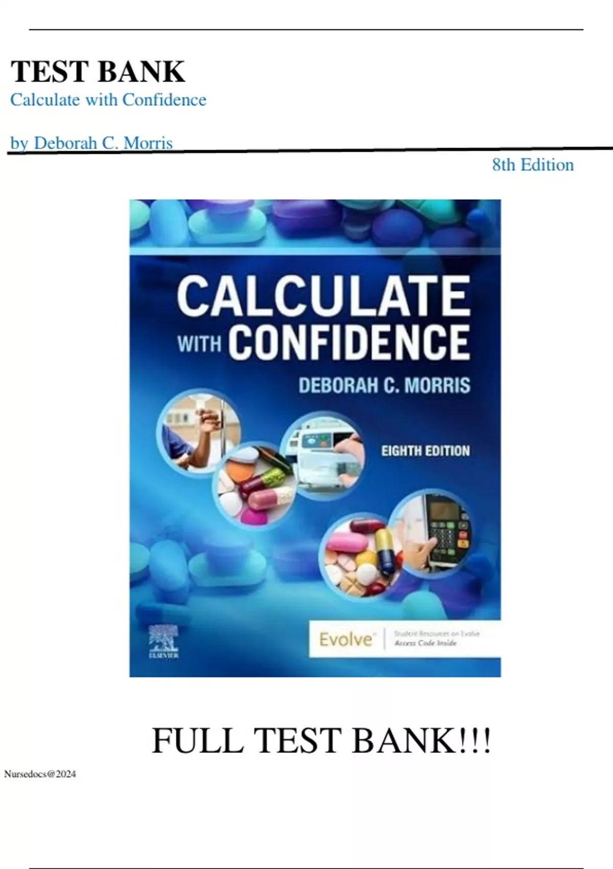 Test Bank For Calculate with Confidence 8th Edition by Deborah C 