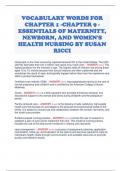 VOCABULARY WORDS FOR CHAPTER 1 -CHAPTER 9 - ESSENTIALS OF MATERNITY, NEWBORN, AND WOMEN'S HEALTH NURSING BY SUSAN RICCI