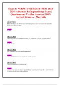 Exam 1: NURS611/ NURS 611 (NEW 2023/ 2024) Advanced Pathophysiology Exam |  Questions and Verified Answers| 100% Correct| Grade A - Maryville 