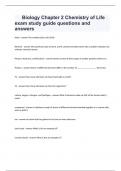 Biology Chapter 2 Chemistry of Life exam study guide questions and answers