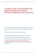 ATI MENTAL HEALTH PROTOCORED TEST  BANK QUESTIONS WITH CORRECT  DETAILED ANSWERS [ACTUAL EXAM 100%