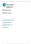 A-Level Edexcel Mathematics Mechanics Mark scheme 2023 (Summer 2023)