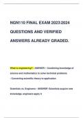 NGN110 FINAL EXAM 20232024 QUESTIONS AND VERIFIED  ANSWERS ALREADY GRADED.