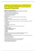 (Summary) Paramedic Airway FISDAP Review Part 1 Questions with 100% Correct Answers | Updated & Verified 2024.