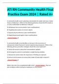 BUNDLE for ATI RN Community Health Final Practice Exam 2024 | Answered and Rated A+ | ATI RN Community Health A | Questions and Answers 2024 Graded A+