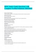 SFPC Study Guide Questions with Complete Verified Solutions 2024/2025