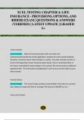 XCEL TESTING CHAPTER 4: LIFE  INSURANCE - PROVISIONS, OPTIONS, AND  RIDERS EXAM | QUESTIONS & ANSWERS  (VERIFIED) | LATEST UPDATE | GRADED  A+ 