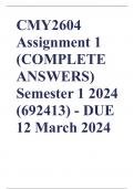 CMY2604 Assignment 1 (COMPLETE ANSWERS) Semester 1 2024 (692413) - DUE 12 March 2024