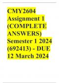 CMY2604 Assignment 1 (COMPLETE ANSWERS) Semester 1 2024 (692413) - DUE 12 March 2024