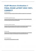 CLEP Western Civilization 1 FINAL EXAM LATEST 2024 100%  CORRECT