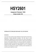 HYS2601 Assignment 2 Solutions Semester 1 2024