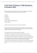 LCCC Nurs172 Exam 3- F&E Questions & Answers 2024