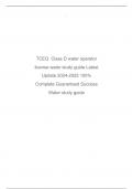 TCEQ  Class D water operator licensewater study guide Latest Update 2024-2025 100% Complete Guaranteed Success