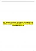 Test Bank for Priorities in Critical Care Nursing, 9th Edition, Linda D. Urden, Kathleen M. Stacy, Mary E. Lough/ All Chapters with Correct Questions and Answers/ Graded A+ by Experts