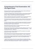 Comprehensive Final Examination- NC Life Agent Exam Questions and Answers