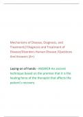 Mechanisms of Disease, Diagnosis, and Treatment//Diagnosis and Treatment of Disease/Disorders Human Disease /Questions And Answers (A+)