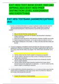 EXIT HESI TEST BANK [OVER 1000 Q&A ]SPRING 2023 /EXIT HESI PREP DISTINCTION LEVEL ASSIGNMENT HAS EVERYTHING EXIT HESI TESTBANK [ANSWERED]SPRING 2023