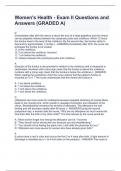 Women's Health - Exam II Questions and Answers (GRADED A)