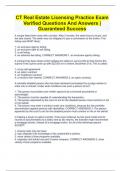 CT Real Estate Licensing Practice Exam Verified Questions And Answers | Guaranteed Success