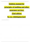 Solution Manual for Principles of Auditing and Other Assurance Services 22nd Edition by Ray Whittington, Kurt Pany, All Chapters 1 - 21, Complete Newest Version