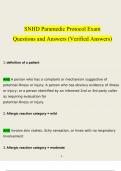 SNHD Paramedic Protocol Exam Questions and Answers (2024 / 2025) (Verified Answers)