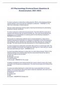 ATI Pharmacology Proctored Exam (Questions &  Answers)(Latest, 2023-2024) A nurse is caring for a client who is taking atenolol. Which of the following findings  should indicate to the nurse that the medication is effective? - ANSWER-C) The  client has a 