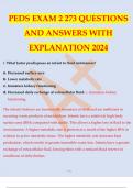 PEDS EXAM 2 273 QUESTIONS AND ANSWERS WITH EXPLANATION 2024