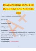 PHARMACLOGY EXAM 2 180 QUESTIONS AND ANSWERS 2024