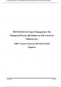 TEST BANK for Project Management: The Managerial Process 8th Edition by Erik Larson & Clifford Gray (100% Answer Given at the End of Each  Chapter)