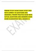 PMHNP STUDY GUIDE EXAM LATEST 2024 WITH CORRECT 42 QUESTIONS AND ANSWERS / PMHNP PRACTICE EXAM WITH ACTUAL QUESTIONS AND ANSWERS GOOD SCORE GUARANTEED WELL GRADED A+