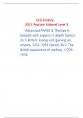 merged question and mark scheme GCE History 2023 Pearson Edexcel Level 3 Advanced PAPER 3: Themes in breadth with aspects in depth Option 35.1: Britain: losing and gaining an empire, 1763–1914 Option 35.2: The British experience of warfare, c1790– 1918