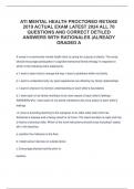 ATI MENTAL HEALTH PROCTORED RETAKE 2019 ACTUAL EXAM LATEST 2024 ALL 70 QUESTIONS AND CORRECT DETILED ANSWERS WITH RATIONALES ALREADY GRADED A