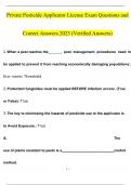 Private Pesticide Applicator License Exam Questions and Answers 2023 (Verified Answers)