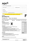 2023 AQA GCSE MATHEMATICS 8300/1F Foundation Tier Paper 1 Non ...