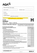 2023 AQA GCSE GERMAN 8668/LH Paper 1 Listening Higher Tier Question Paper  & Mark scheme (Merged) June 2023 [VERIFIED] GCSE GERMAN Higher Tier Paper 1 Listening