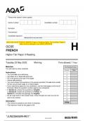 2023 AQA GCSE FRENCH 8658/RH Paper 3 Reading Higher Tier Question Paper &  Mark scheme (Merged) June 2023 [VERIFIED] GCSE FRENCH Higher Tier Paper 3 Reading