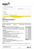 2023 AQA GCSE RELIGIOUS STUDIES A 8062/15 Paper 1: Islam Question Paper & Mark scheme  (Merged) June 2023 [VERIFIED]